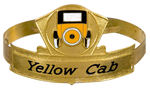 “YELLOW CAB” EARLY ENAMELED  BRASS  HAT BAND/BADGE.