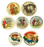 BUSTER BROWN SEVEN CLASSIC BUTTONS FOR SHOES AND HOSE SUPPORTERS.