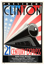 “CLINTON 21ST CENTURY EXPRESS” MICHIGAN WHISTLE STOP 1996 CAMPAIGN POSTER.