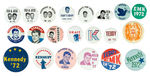 TED KENNEDY COLLECTION OF 21 PRESIDENTIAL HOPEFUL BUTTONS FROM 1972.