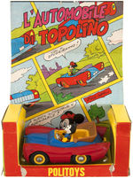 MICKEY MOUSE & DONALD DUCK BOXED POLITOYS CAR PAIR.