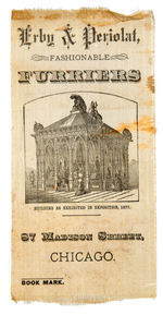 “ERBY & PERIOLAT FASHIONABLE FURRIERS” 1877 FABRIC BOOKMARK.