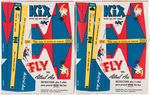 "KIX" CEREAL BOX LOT WITH "FLYING PLANE" & "RAILROAD" MODEL BACKS.