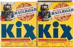 "KIX" CEREAL BOX LOT WITH "FLYING PLANE" & "RAILROAD" MODEL BACKS.