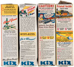 "KIX" CEREAL BOX LOT WITH "FLYING PLANE" & "RAILROAD" MODEL BACKS.