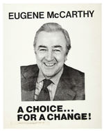 “EUGENE McCARTHY/A CHOICE FOR A CHANGE!” LARGE CARDBOARD POSTER.