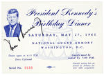 “PRESIDENT KENNEDY’S BIRTHDAY DINNER” TICKET STUB SIGNED IN PERSON BY JFK AND LBJ.