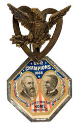 OUTSTANDING "OUR CHAMPIONS 1888" RARE HARRISON JUGATE BADGE.