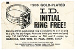 BAZOOKA JOE INITIAL PRINTING RING AND INITIAL RING COUPON.