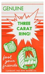 "GENUINE THREE CARAT RING!" FLASHER RING AND VENDING PAPER.