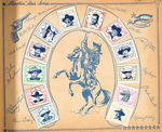"SCREEN STARS STAMP ALBUM" COMPLETE FIRST EDITION WITH MOUNTED STAMP SET.