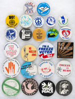 ANTI NUCLEAR 24 CAUSE BUTTONS FROM THE 1980s AND THE LEVIN COLLECTION.