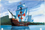 LINDBERG COLUMBUS FLAGSHIP "SANTA MARIA" ORIGINAL MODEL KIT BOX LID ART.