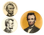 THREE SCARCE ABRAHAM LINCOLN BUTTONS.