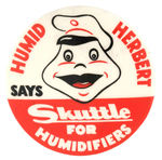 “HUMID HERBERT” RARE ADVERTISING CHARACTER BUTTON.