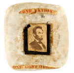 LINCOLN 1865 MOURNING PHOTO MOUNTED ON STONE RELIC OF U.S. CAPITOL.