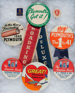 PLYMOUTH EIGHT ITEMS INCLUDING TWO POCKET MIRRORS.