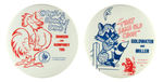 CLASSIC 1964 PAIR OF 3.5" CARTOON BUTTONS FOR LBJ & GOLDWATER.