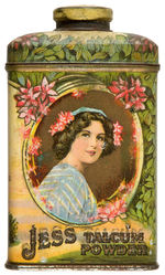 “JESS TALCUM POWDER” TIN WITH CHOICE GRAPHICS.