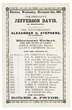 CONFEDERATE STATES 1861 ELECTION BALLOT SIGNED BY VOTER FOR JEFFERSON DAVIS PRESIDENT.