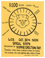 YIPPIE “PRE-ERECTION (SIC) DAY” ANNOUNCEMENT AND BERKELEY CONCERT HANDBILL FROM LEVIN COLLECTION.