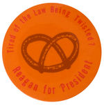 REAGAN PRETZEL MOTIF 1968 LAW AND ORDER THEME HOPEFUL BUTTON.