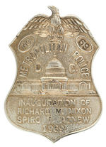 NIXON INAUGURAL 1969 DC POLICE COINCIDENTALLY SERIALLY NUMBERED No. 69 BADGE.