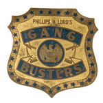 "GANG BUSTERS" PREMIUM WITH STAR BORDER.  1-3/8" c. 1937.