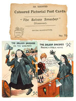 CARRIE NATION “THE SALOON SMASHER” SET OF SIX “NATIONAL SERIES” BRITISH POSTCARDS.