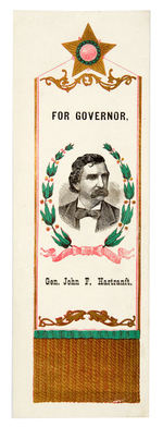 BEAUTIFUL PAPER RIBBON DESIGN FOR 1872 PA GOVERNOR CANDIDATE.