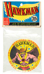 "HAWKMAN - OFFICIAL MEMBER SUPERHERO CLUB" BAGGED BUTTON.