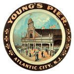 "YOUNG'S PIER ATLANTIC CITY, N.J." LITHO TIN TRAY BY SHONK, CHICAGO.