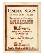 "CINEMA STARS" COMPLETE SET OF 25 HIGH QUALITY CIGARETTE CARDS BY ROTHMAN, LONDON.