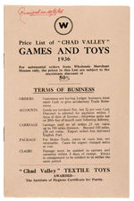 "CHAD VALLEY GAMES & TOYS" 1936 ENGLISH RETAILER'S CATALOG W/GREAT DISNEY CONTENT.