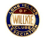 WILLKIE RARE ENAMEL ON BRASS PIN FROM LONG ISLAND.