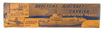 WWII "KEYSTONE AIRCRAFT CARRIER WITH FLYING PLANES" BOXED TOY.