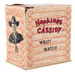 "HOPALONG CASSIDY WRISTWATCH" ON SADDLE IN DISPLAY BOX.