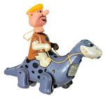 BARNEY RUBBLE ON DINO TIN WIND-UP BY MARX IN BOX.