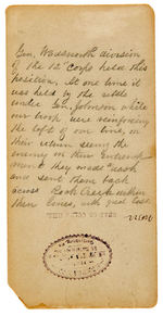 CIVIL WAR STEREO BY MUMPER SHOWING “DEAD ON CULP’S HILL” WITH PENCILED TEXT.