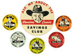 "HOPALONG CASSIDY SAVINGS CLUB" HONOR BADGES SET WITH PAPERS.