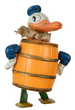 DONALD DUCK IN BARREL EXTREMELY RARE WIND-UP.