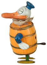 DONALD DUCK IN BARREL EXTREMELY RARE WIND-UP.