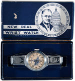 "NEW DEAL WRISTWATCH" BY INGERSOLL 1933 BOXED AND PREVIOUSLY UNKNOWN.