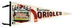 BALTIMORE ORIOLES LARGE POSTCARD/PENNANTS.