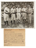 BABE RUTH 1930 NEWS SERVICE PHOTO RELATING TO FIELD DAY EVENT MEDALS.