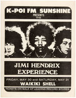 "JIMI HENDRIX EXPERIENCE" RARE WAIKIKI SHELL CONCERT HANDBILL.