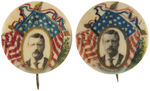 THEODORE ROOSEVELT TWO VARIETIES OF CHOICE COLOR BALTIMORE BADGE 1904 PORTRAIT BUTTONS.