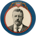 THEODORE ROOSEVELT GRAPHIC AND LARGE 1904 BUTTON UNLISTED IN HAKE IN THIS SIZE.