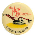 DATE INK STAMP DEVICE WITH CELLULOID HANDLE TOP PICTURING PLOW “THE NEW BURCH CRESTLINE, OHIO.