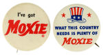 “MOXIE” PAIR OF SCARCE SODA BUTTONS.